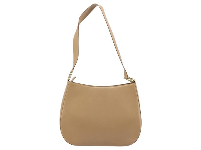 Borsa a Spalla Salvatore Ferragamo Gancini in Pelle Beige Oro Auth hk3706 - vista 2