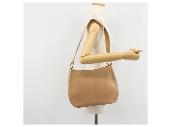 Borsa a Spalla Salvatore Ferragamo Gancini in Pelle Beige Oro Auth hk3706 - vista 22