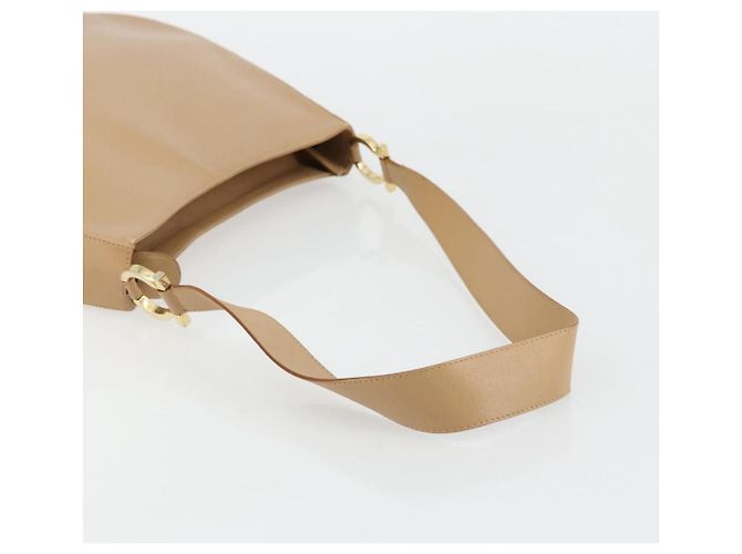 Borsa a Spalla Salvatore Ferragamo Gancini in Pelle Beige Oro Auth hk3706 - vista 7