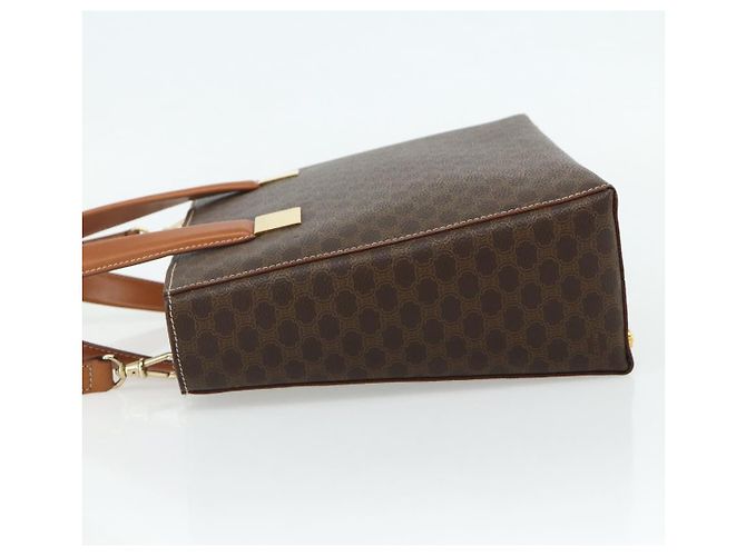 Céline Borsa CELINE Macadam Canvas PVC Pelle 2way Marrone Oro Auth 179713A D'oro - vista 3