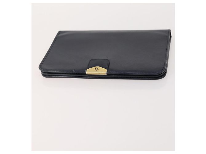 Borsa Christian Dior Honeycomb Canvas Pelle PVC 5 Set Nero Marrone Auth fm5352 Blu navy - vista 10