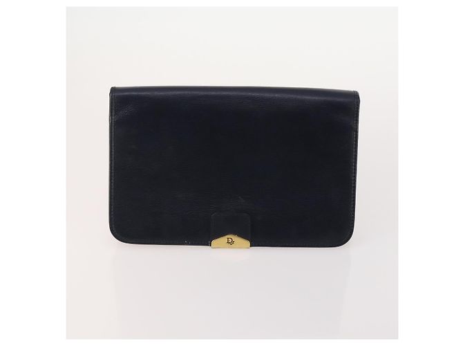 Borsa Christian Dior Honeycomb Canvas Pelle PVC 5 Set Nero Marrone Auth fm5352 Blu navy - vista 7