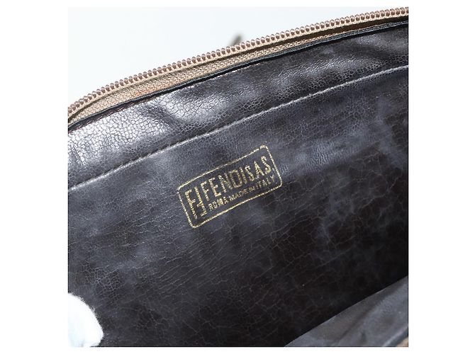 Borsa a Spalla FENDI Zucchino Canvas Beige Auth 180076 - vista 18