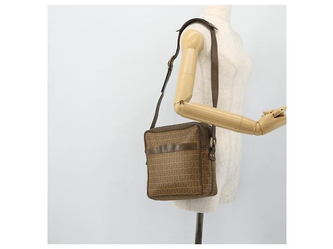 Borsa a Spalla FENDI Zucchino Canvas Beige Auth 180076 - vista 21