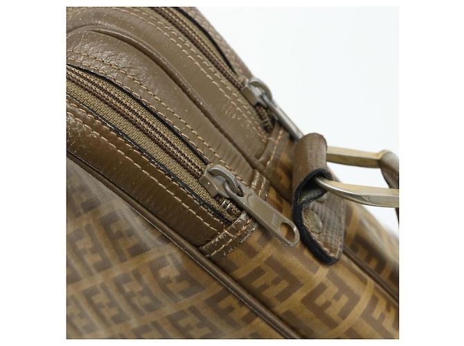 Borsa a Spalla FENDI Zucchino Canvas Beige Auth 180076 - vista 9
