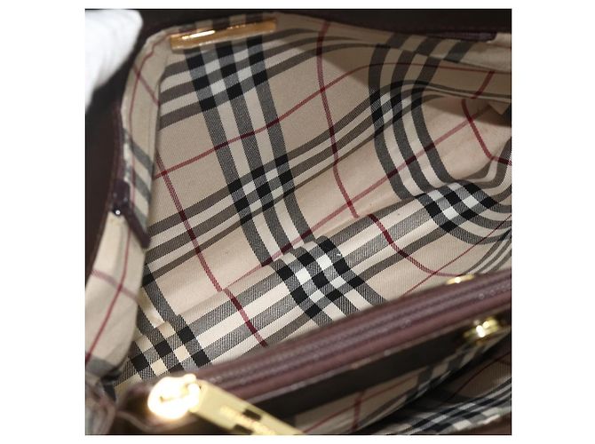 Borsa a mano BURBERRY in pelle marrone oro Auth 179281A D'oro - vista 11