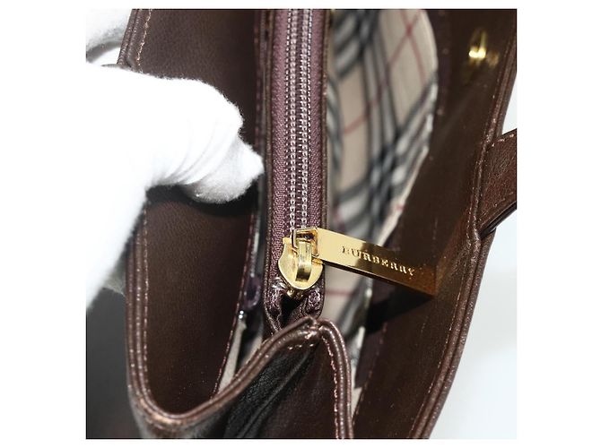 Borsa a mano BURBERRY in pelle marrone oro Auth 179281A D'oro - vista 21