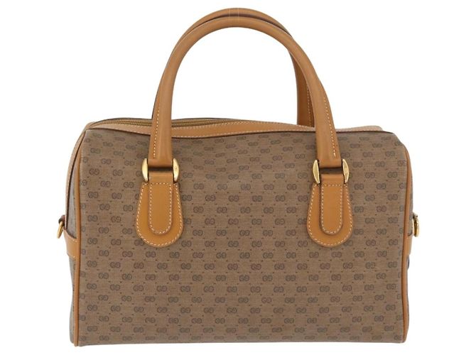 Borsa GUCCI Micro GG Supreme in PVC Beige Oro 002 115 0165 Auth 179378 D'oro - vista 2