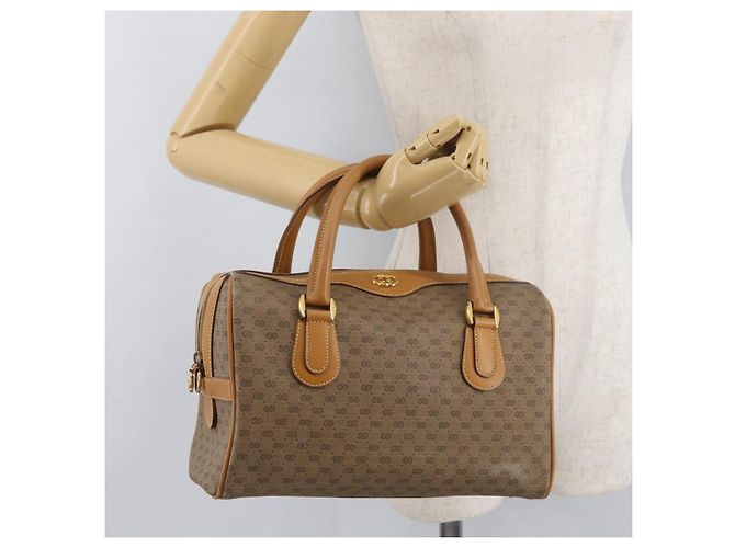 Borsa GUCCI Micro GG Supreme in PVC Beige Oro 002 115 0165 Auth 179378 D'oro - vista 23