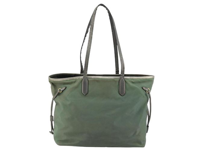 Borsa Tote PRADA Nylon Verde Oro Auth BA12579 D'oro - vista 2