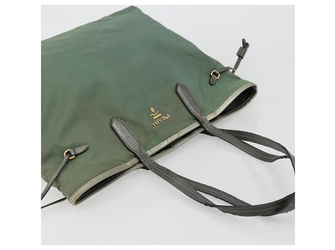 Borsa Tote PRADA Nylon Verde Oro Auth BA12579 D'oro - vista 6