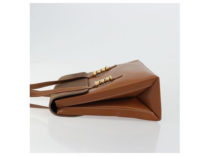 LOEWE Velazquez Shoulder Bag Pelle Marrone Oro Auth ka4263 D'oro - vista 4