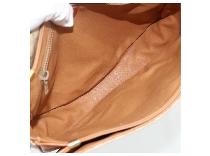 Céline Borsa a Spalla CELINE Macadam Canvas PVC Beige Oro Auth 179759 D'oro - vista 10