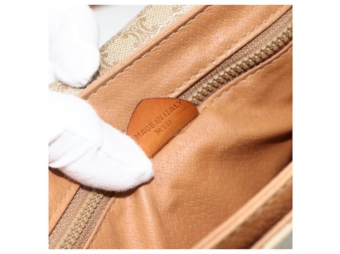 Céline Borsa a Spalla CELINE Macadam Canvas PVC Beige Oro Auth 179759 D'oro - vista 12