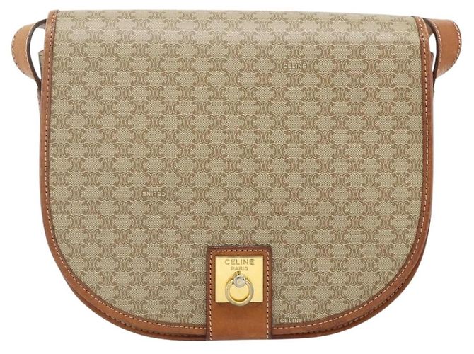 Céline Borsa a Spalla CELINE Macadam Canvas PVC Beige Oro Auth 179759 D'oro - vista 13