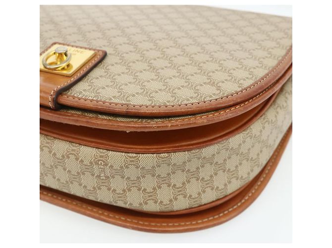 Céline Borsa a Spalla CELINE Macadam Canvas PVC Beige Oro Auth 179759 D'oro - vista 14