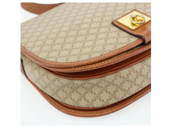 Céline Borsa a Spalla CELINE Macadam Canvas PVC Beige Oro Auth 179759 D'oro - vista 15