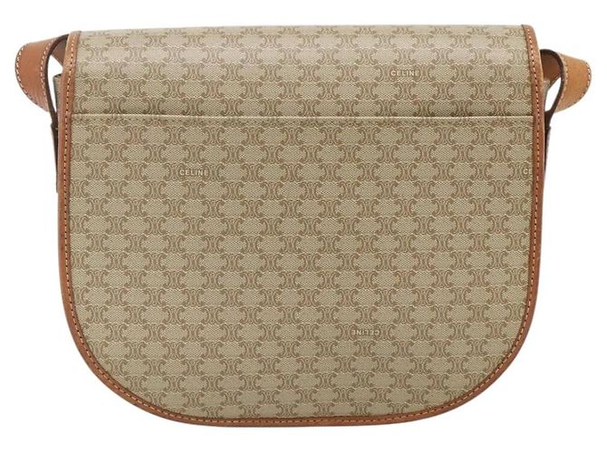 Céline Borsa a Spalla CELINE Macadam Canvas PVC Beige Oro Auth 179759 D'oro - vista 2