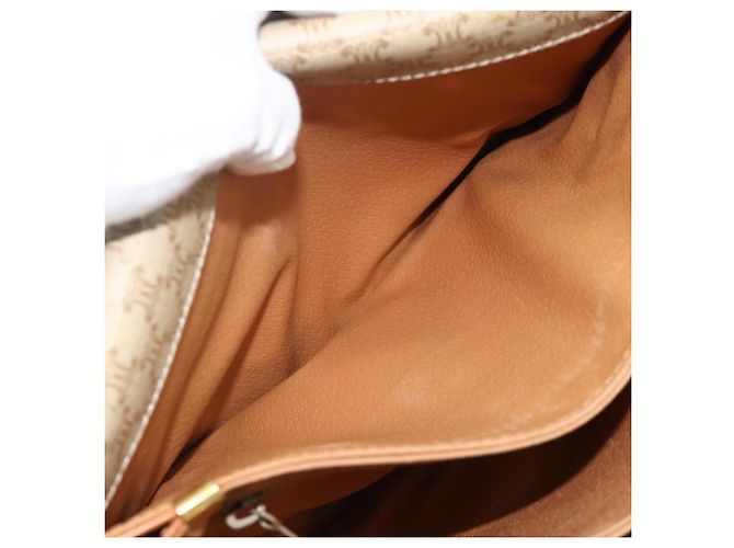 Céline Borsa a Spalla CELINE Macadam Canvas PVC Beige Oro Auth 179759 D'oro - vista 24