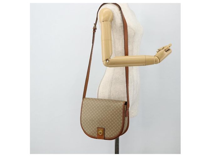 Céline Borsa a Spalla CELINE Macadam Canvas PVC Beige Oro Auth 179759 D'oro - vista 25