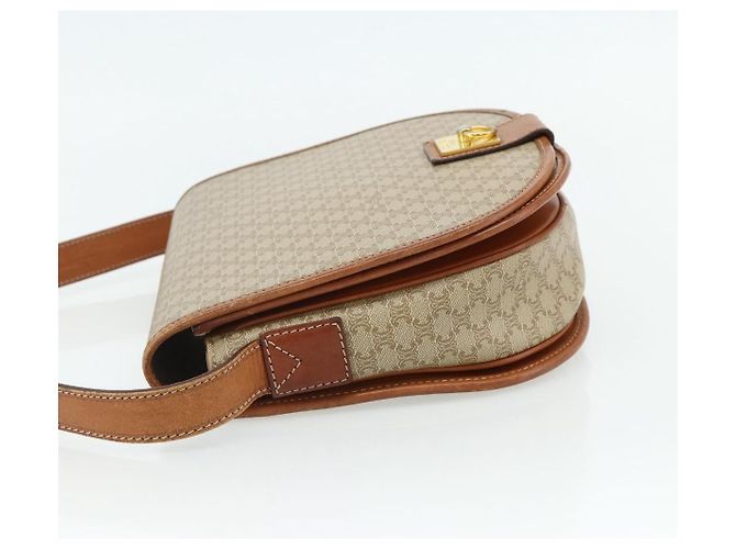 Céline Borsa a Spalla CELINE Macadam Canvas PVC Beige Oro Auth 179759 D'oro - vista 3