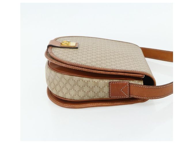 Céline Borsa a Spalla CELINE Macadam Canvas PVC Beige Oro Auth 179759 D'oro - vista 4
