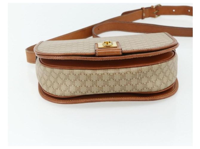 Céline Borsa a Spalla CELINE Macadam Canvas PVC Beige Oro Auth 179759 D'oro - vista 5
