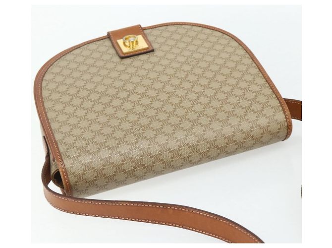 Céline Borsa a Spalla CELINE Macadam Canvas PVC Beige Oro Auth 179759 D'oro - vista 6