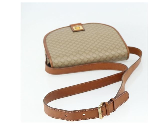 Céline Borsa a Spalla CELINE Macadam Canvas PVC Beige Oro Auth 179759 D'oro - vista 7