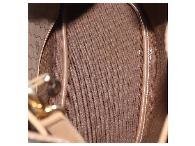 Borsa a Spalla Christian Dior Honeycomb Canvas PVC Beige Oro Auth 180032 D'oro - vista 12