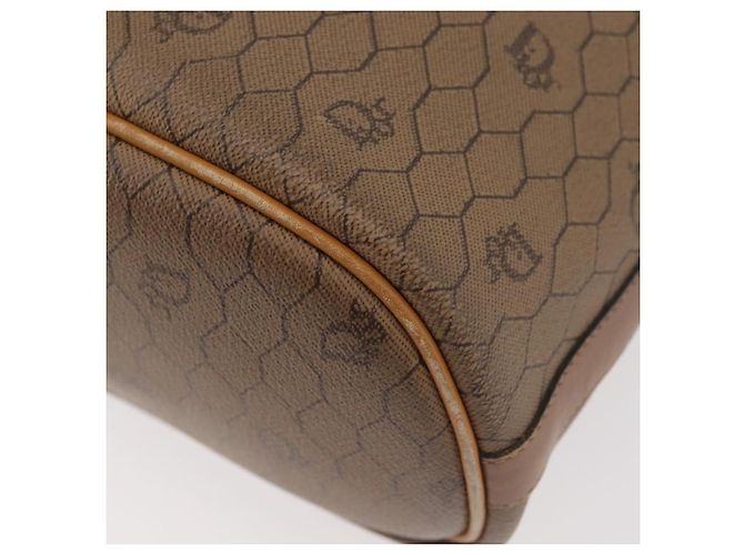 Borsa a Spalla Christian Dior Honeycomb Canvas PVC Beige Oro Auth 180032 D'oro - vista 14
