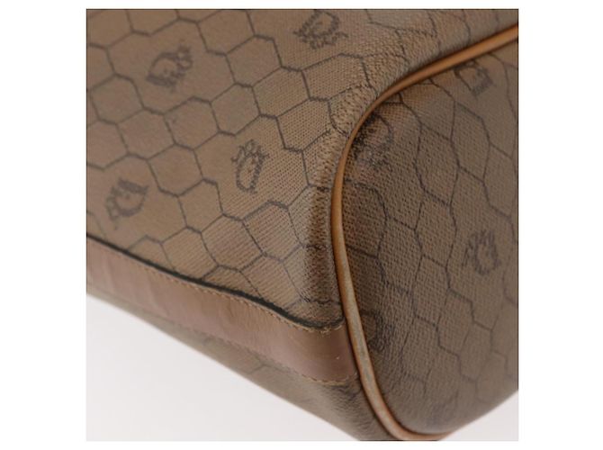Borsa a Spalla Christian Dior Honeycomb Canvas PVC Beige Oro Auth 180032 D'oro - vista 15