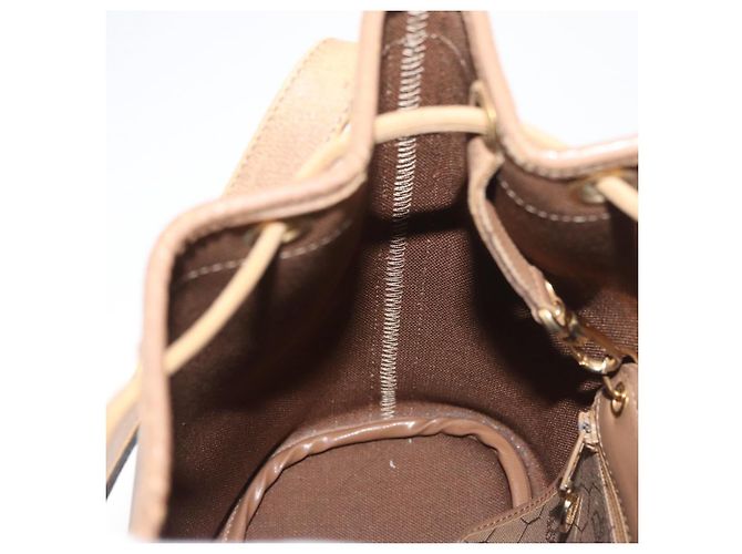 Borsa a Spalla Christian Dior Honeycomb Canvas PVC Beige Oro Auth 180032 D'oro - vista 18