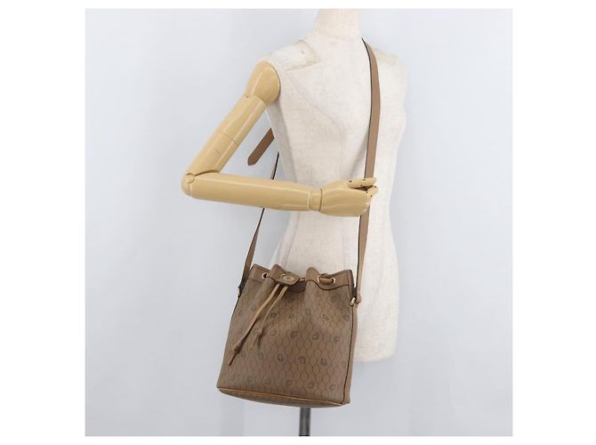 Borsa a Spalla Christian Dior Honeycomb Canvas PVC Beige Oro Auth 180032 D'oro - vista 21