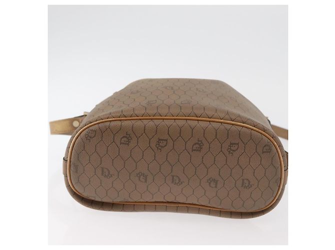 Borsa a Spalla Christian Dior Honeycomb Canvas PVC Beige Oro Auth 180032 D'oro - vista 5