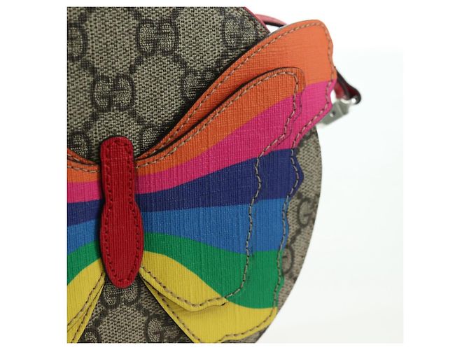 Borsa a tracolla GUCCI GG Supreme Butterfly PVC Beige Argento 550782 Auth 176748V - vista 19