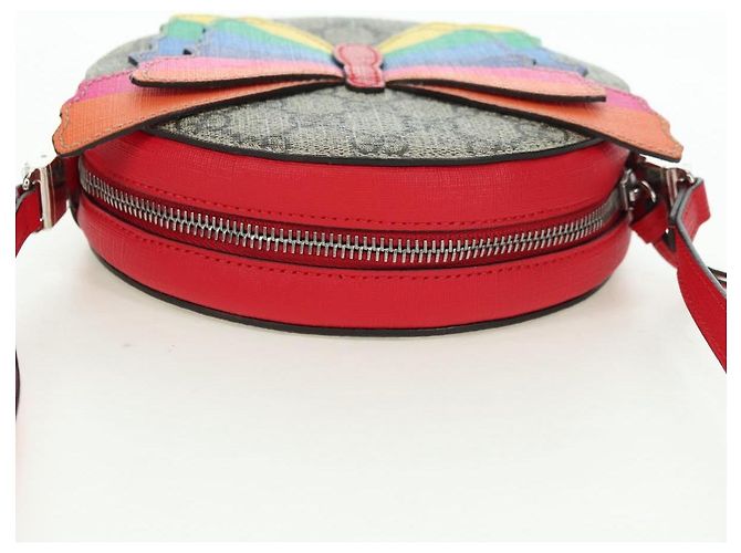 Borsa a tracolla GUCCI GG Supreme Butterfly PVC Beige Argento 550782 Auth 176748V - vista 6