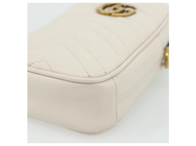 GUCCI Marmont Chain Shoulder Bag Leather Pink Gold white 699759 Auth ka4341SM Rosa Bianco D'oro - vista 14