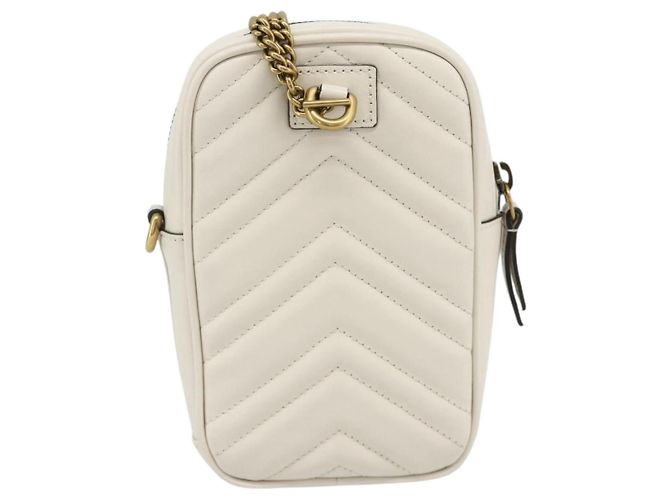 GUCCI Marmont Chain Shoulder Bag Leather Pink Gold white 699759 Auth ka4341SM Rosa Bianco D'oro - vista 2