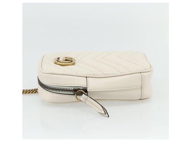 GUCCI Marmont Chain Shoulder Bag Leather Pink Gold white 699759 Auth ka4341SM Rosa Bianco D'oro - vista 3