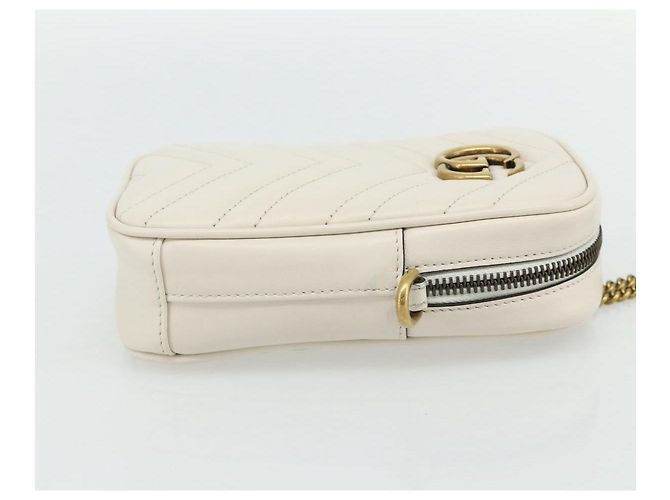 GUCCI Marmont Chain Shoulder Bag Leather Pink Gold white 699759 Auth ka4341SM Rosa Bianco D'oro - vista 4