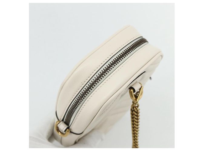GUCCI Marmont Chain Shoulder Bag Leather Pink Gold white 699759 Auth ka4341SM Rosa Bianco D'oro - vista 6