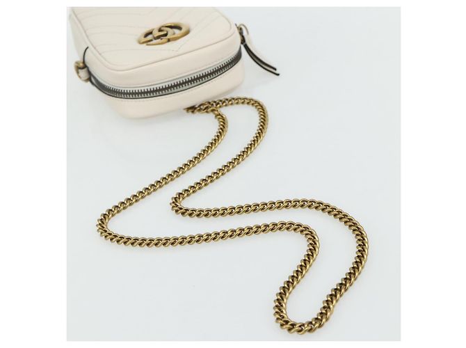 GUCCI Marmont Chain Shoulder Bag Leather Pink Gold white 699759 Auth ka4341SM Rosa Bianco D'oro - vista 7