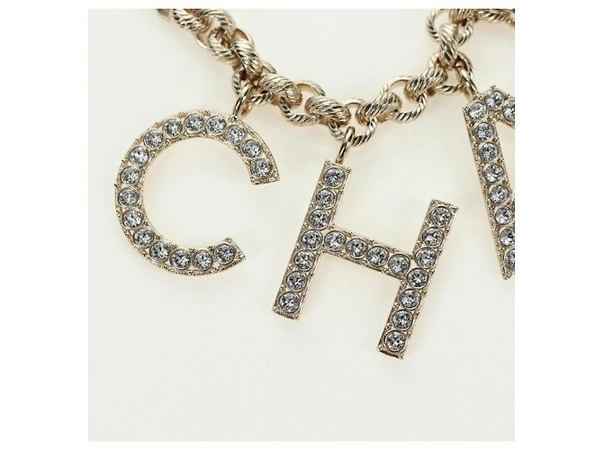 Bracciale CHANEL Logo metallo Champagne Gold CC Auth 178800SM D'oro - vista 2