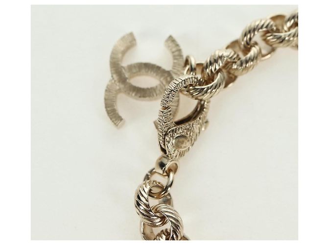 Bracciale CHANEL Logo metallo Champagne Gold CC Auth 178800SM D'oro - vista 6