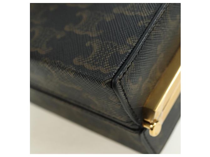 Céline CELINE Triomphe Macadam Canvas Mini Vanity Case PVC Leather Black Auth 179589M Nero D'oro - vista 15