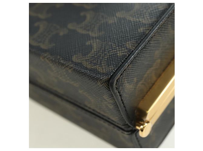 Céline CELINE Triomphe Macadam Canvas Mini Vanity Case PVC Leather Black Auth 179589M Nero D'oro - vista 17