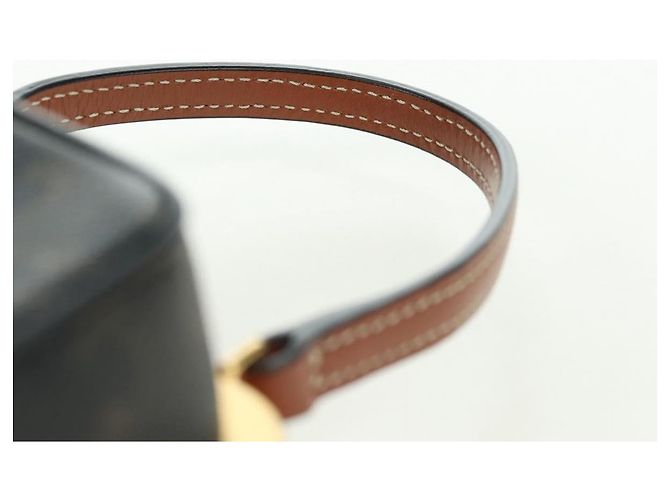 Céline CELINE Triomphe Macadam Canvas Mini Vanity Case PVC Leather Black Auth 179589M Nero D'oro - vista 8