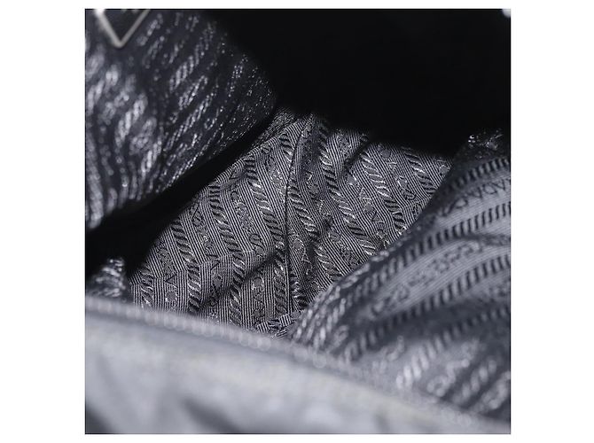 Borsa a tracolla PRADA Nylon Nero Argento Auth 180187 - vista 10