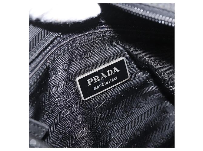 Borsa a tracolla PRADA Nylon Nero Argento Auth 180187 - vista 21